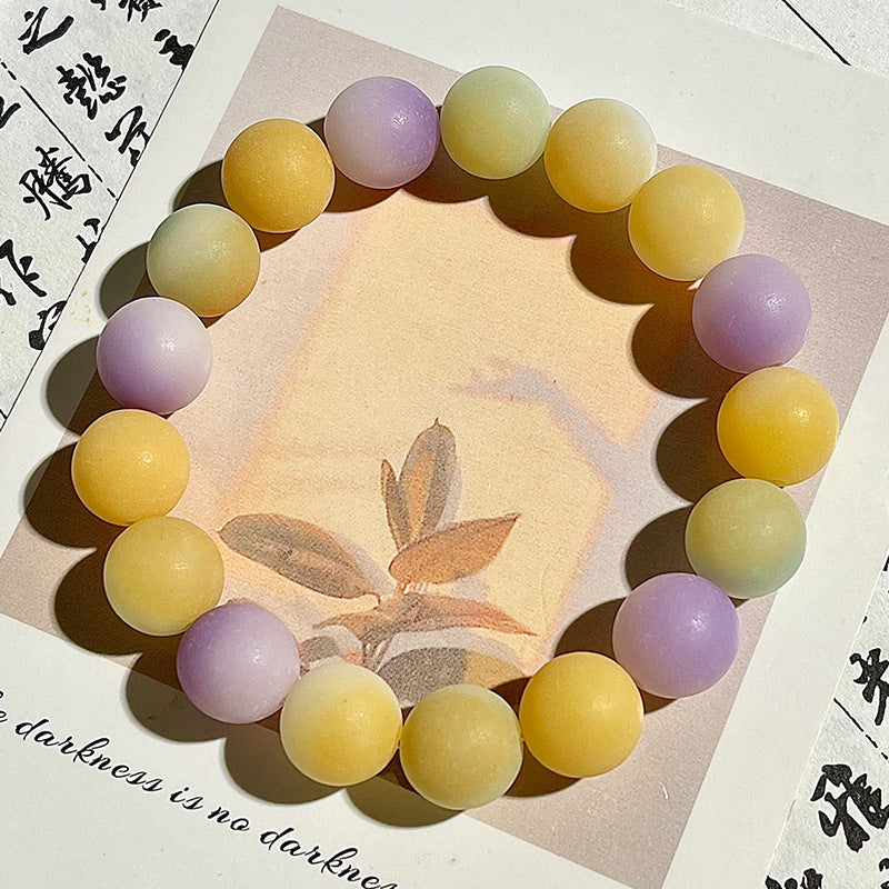 Natural Skin Bodhi Seed Polished White Jade Bodhi Bracelet - Touch Bling