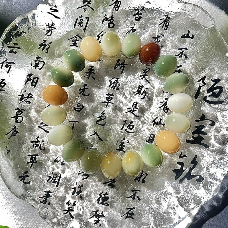 Natural Color Jade-Bodied Bodhi Prayer Bead Bracelet, 14mm - Touch Bling