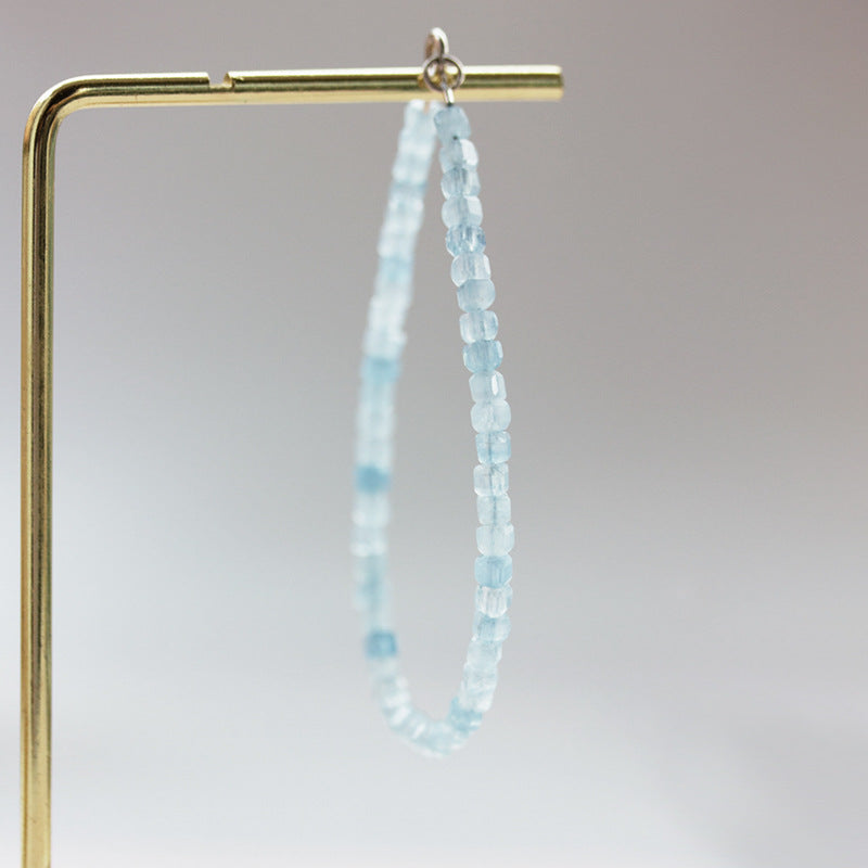 Aquamarine Bracelet Natural Crystal Sugar Cube Beads for Women - Touch Bling