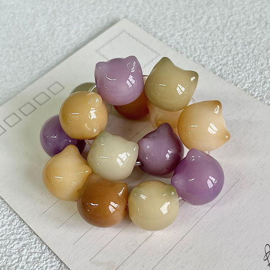 16mm Adorable Cat Head Bodhi Bracelet (Available in Multiple Colors) - Touch Bling