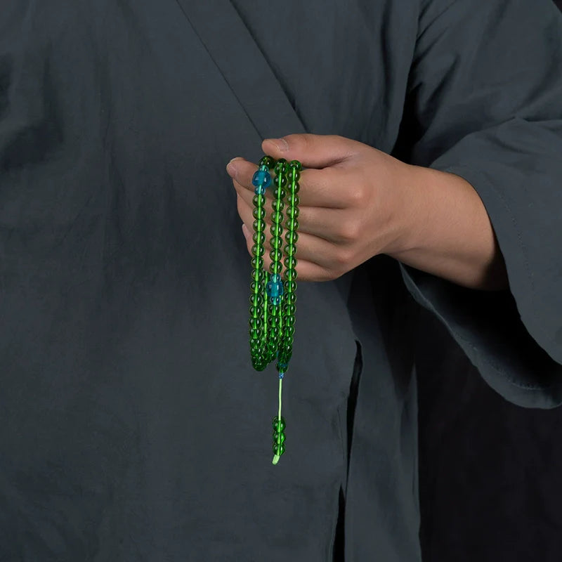 8mm Natural Green Agate 108 Bead Mala High Quality Bracelet Prayer Beads