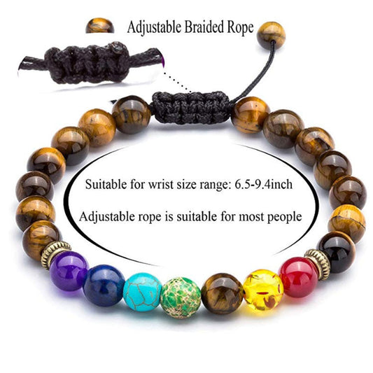 7 Chakra Bracelet Lapis Lazuli Tiger Eye Braided Men Bracelet - Touch Bling