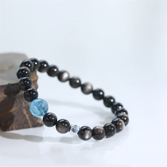 Natural Silver Obsidian DIY Design Simple Bracelet - Touch Bling