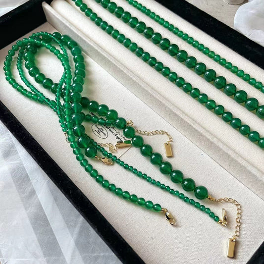 Natural Boutique Chrysoprase Necklace Retro Clavicle Chain Necklace for Female - Touch Bling