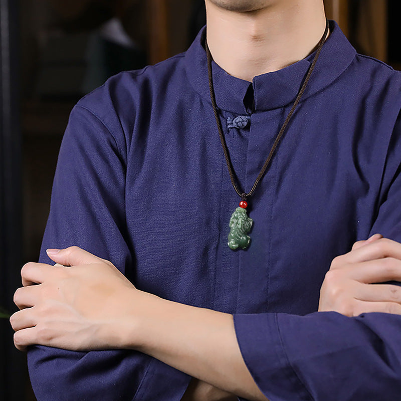 Natural Hetian Jade Wealth Pi Xiu Pendant – Prosperity and Protection - Touch Bling