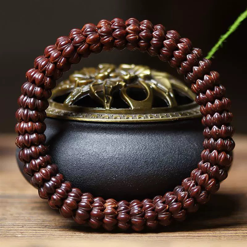 Natural Purple Gold Rat Lotus Beads Bodhi Bracelet: Buddha Beads for Good Luck
