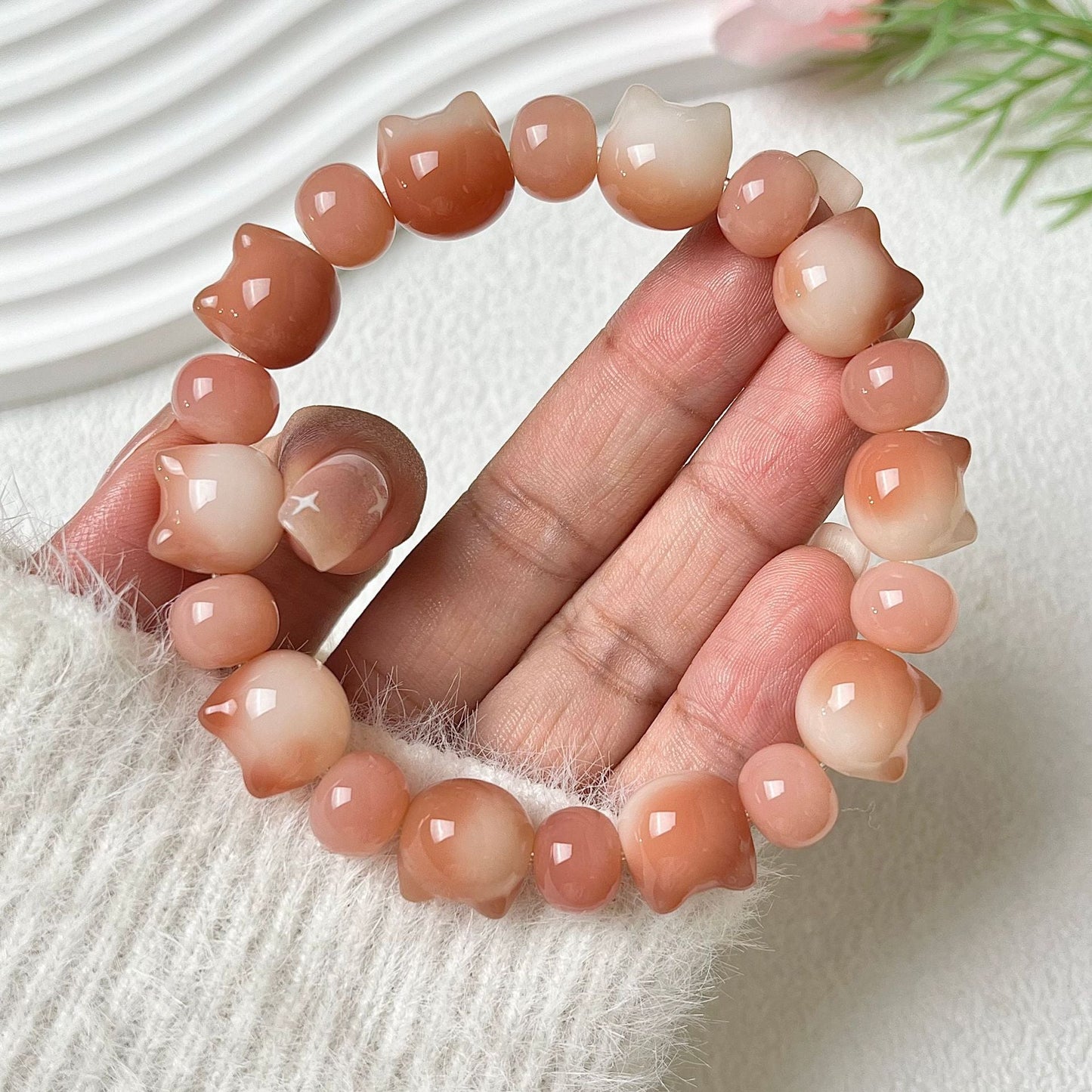 Small-Sized Colorful Adorable Cat Head Bodhi Bracelet - Touch Bling