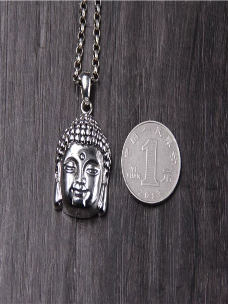 Buddha Sakyamuni Buddha Statue Pendant S925 Sterling Silver Carved Bodhisattva Buddha Head Pendant - Touch Bling