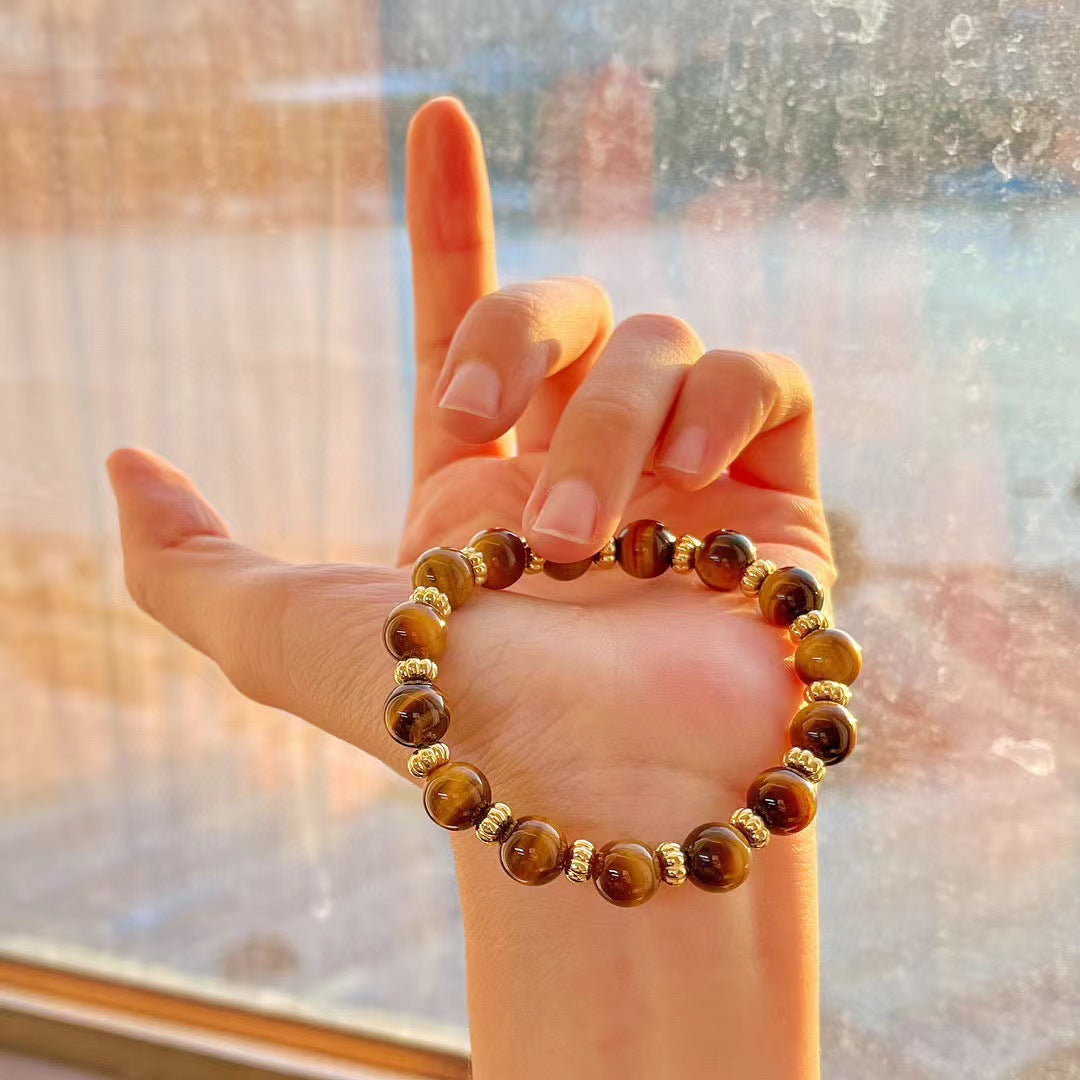 Vintage Maillard Style Natural Tiger's Eye Stone Bracelet - Touch Bling