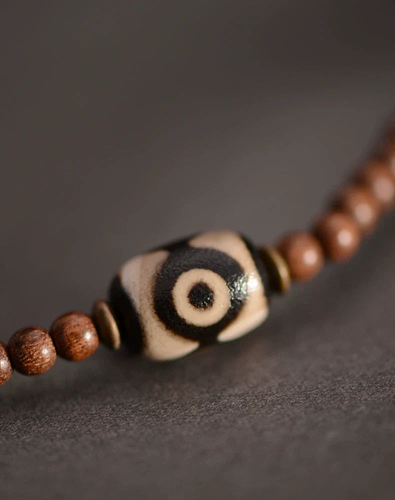 Golden Sandalwood Tibetan Dzi Beads Pendant 58mm