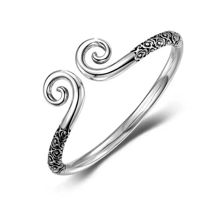 Adjustable 999 Sterling Silver Sun Wukong Couple Bracelet with Tightening Spell Design - Touch Bling