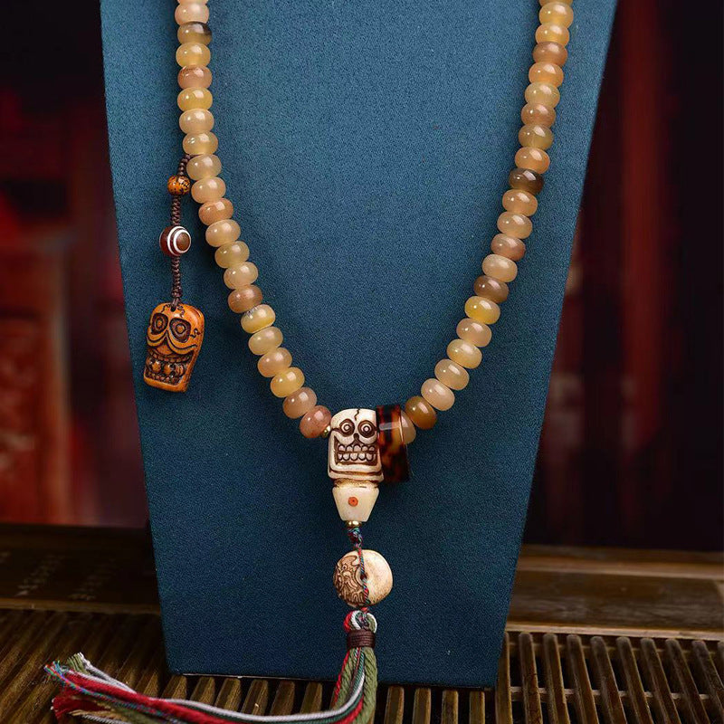 Tibetan Sheep Horn 108 Mala Beads – Traditional Tibetan Buddhist Prayer Necklace - Touch Bling