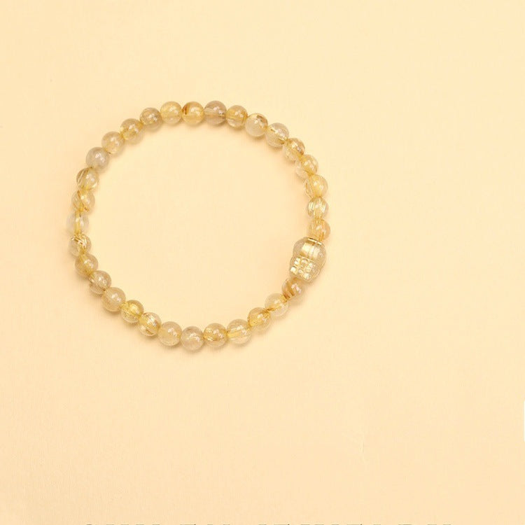 Natural Rutilated Quartz Handmade Beaded Pixiu Bracelet - Touch Bling