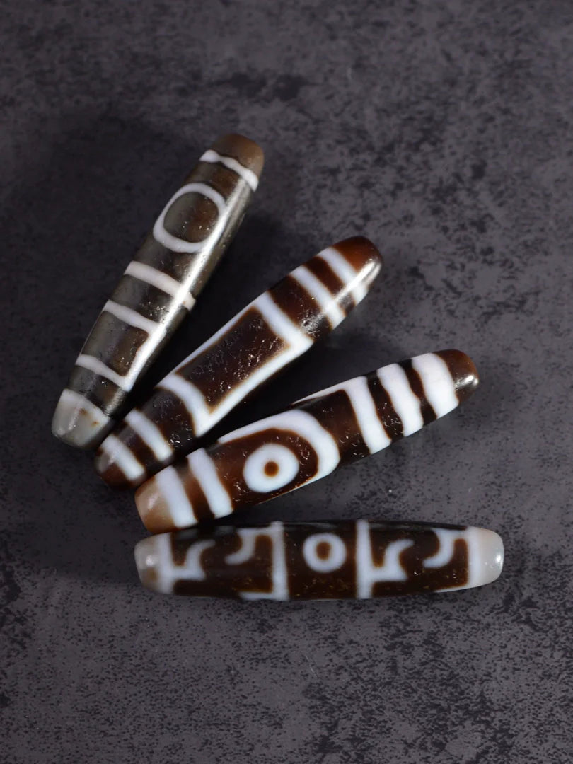 Tibetan Dzi Bead Pendant Agate, Length 58mm and Width 13mm, Totem Random - Touch Bling