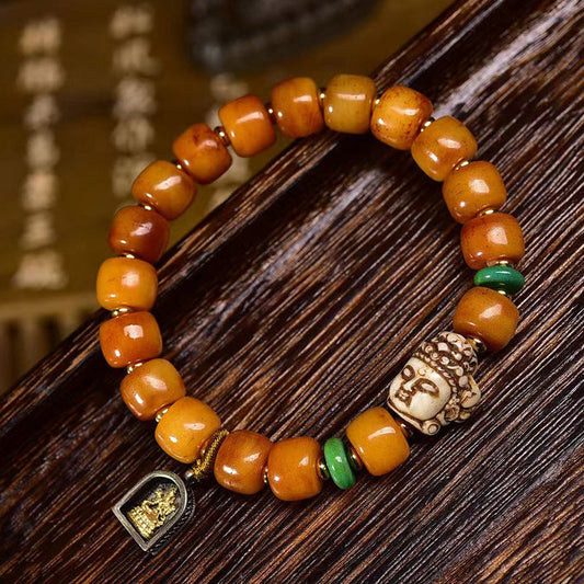 Tibetan Yak Bone Bracelet with Recycled Tibetan Bone Guanyin Pendant – Spiritual & Cultural Handcrafted Bracelet - Touch Bling