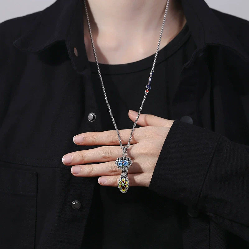 The Lotus of Divine Wish Ruyi Pendant Necklace