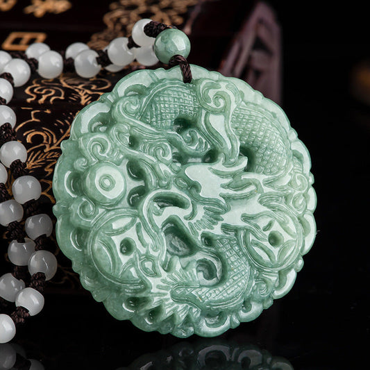 Prosperity Dragon Pendant – Natural A-Grade Jadeite, Deep Green, Wealth & Protection - Touch Bling