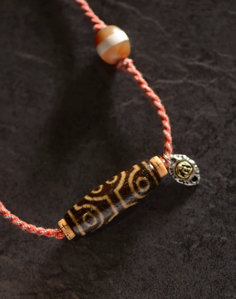 Handmade Rope Tibetan Dzi Bead Pendant