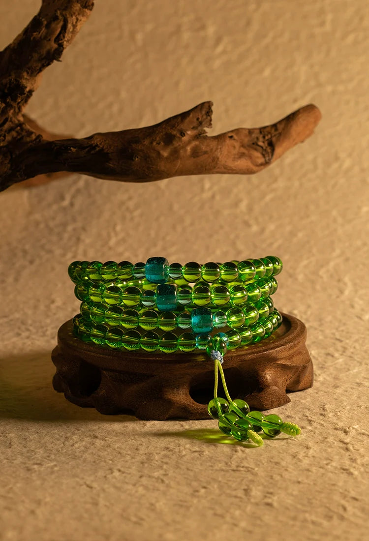 8mm Natural Green Agate 108 Bead Mala High Quality Bracelet Prayer Beads
