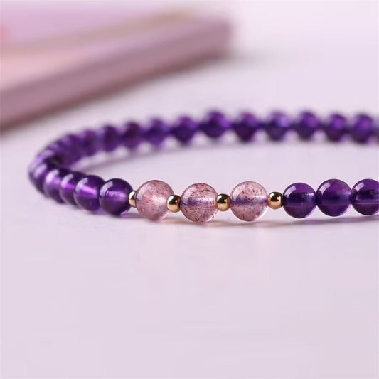 Natural Amethyst Bracelet Female Strawberry Crystal Bracelet - Touch Bling