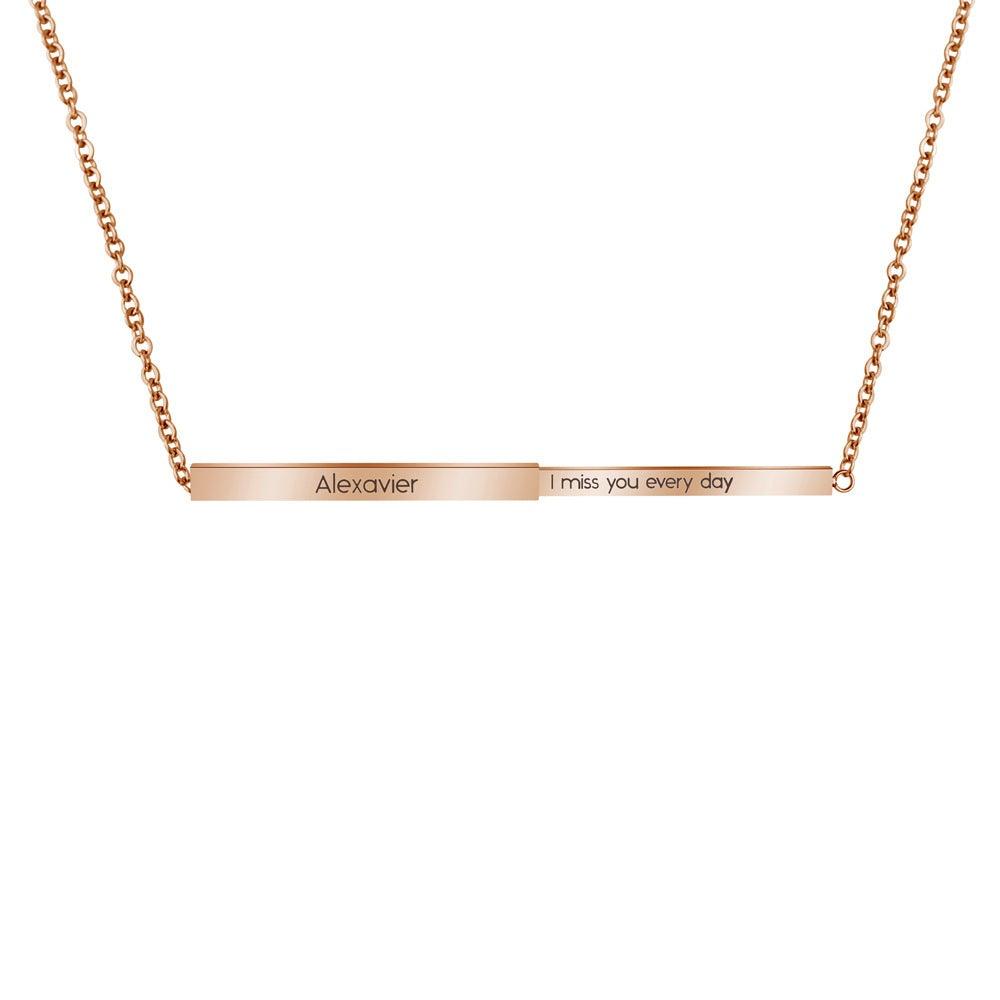 Personalized Double Layered Bar Engraved Message Necklace