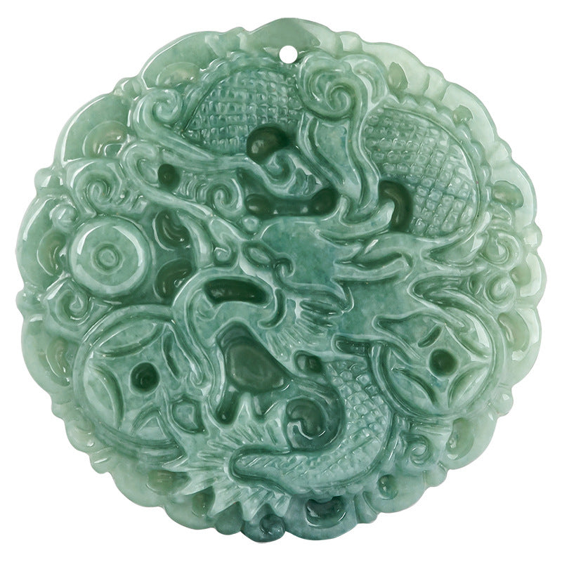 Prosperity Dragon Pendant – Natural A-Grade Jadeite, Deep Green, Wealth & Protection - Touch Bling