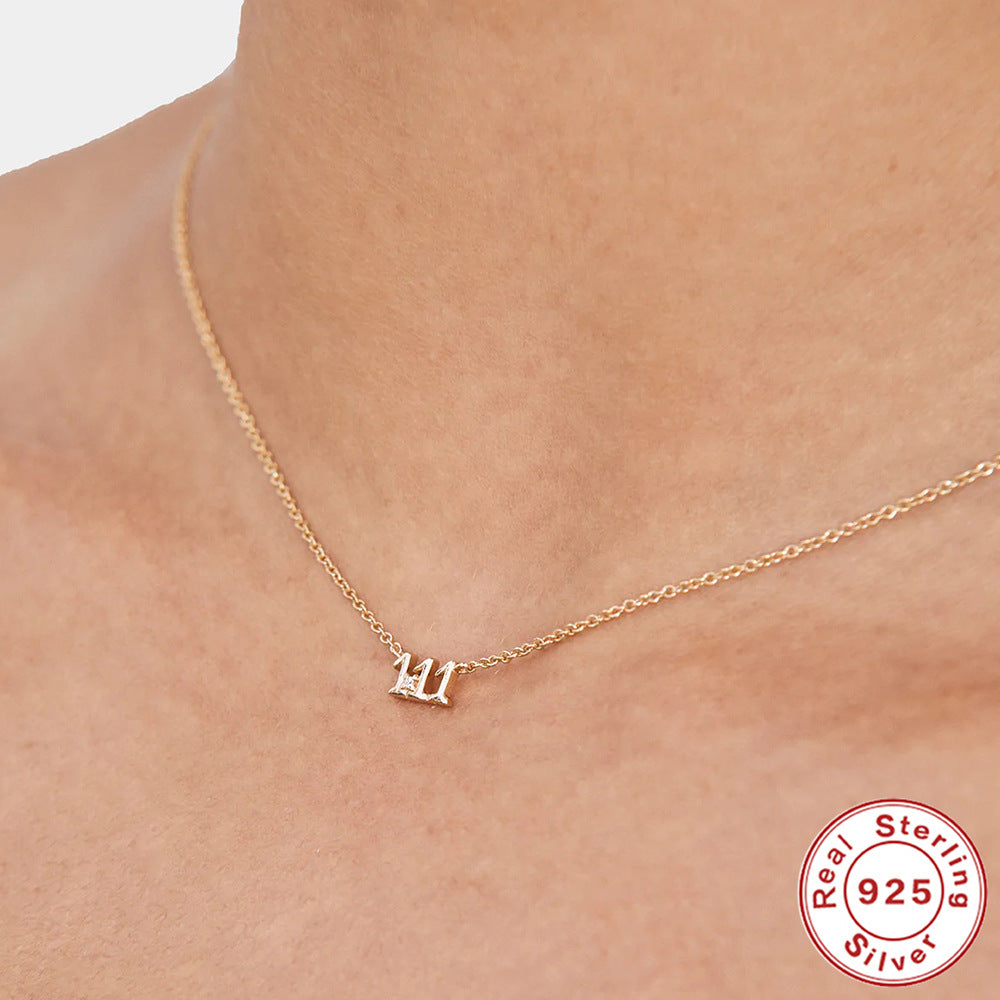 S925 Sterling Silver Angel Number 777 Necklace Zirconia Pendant Dainty Necklace - Touch Bling