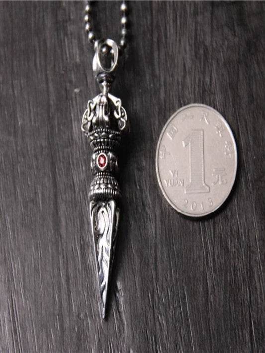 S925 Sterling Silver Body Protector Vajra Pestle Pendant - Touch Bling
