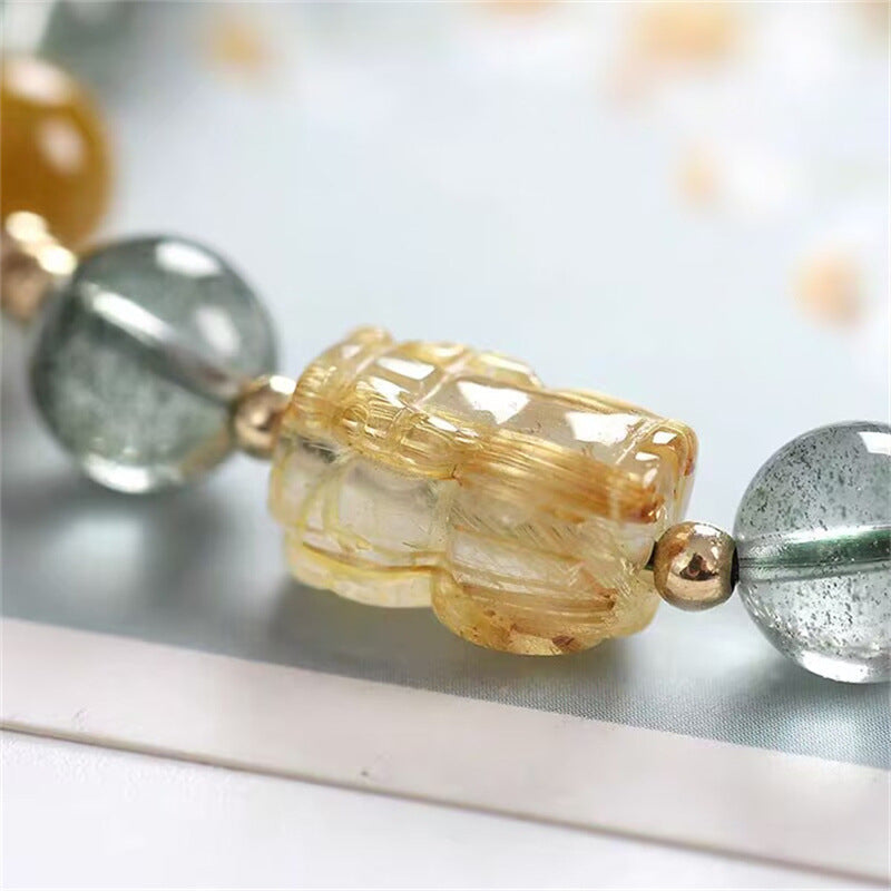 Natural Green Ghost Crystal Pixiu Bracelet - Touch Bling