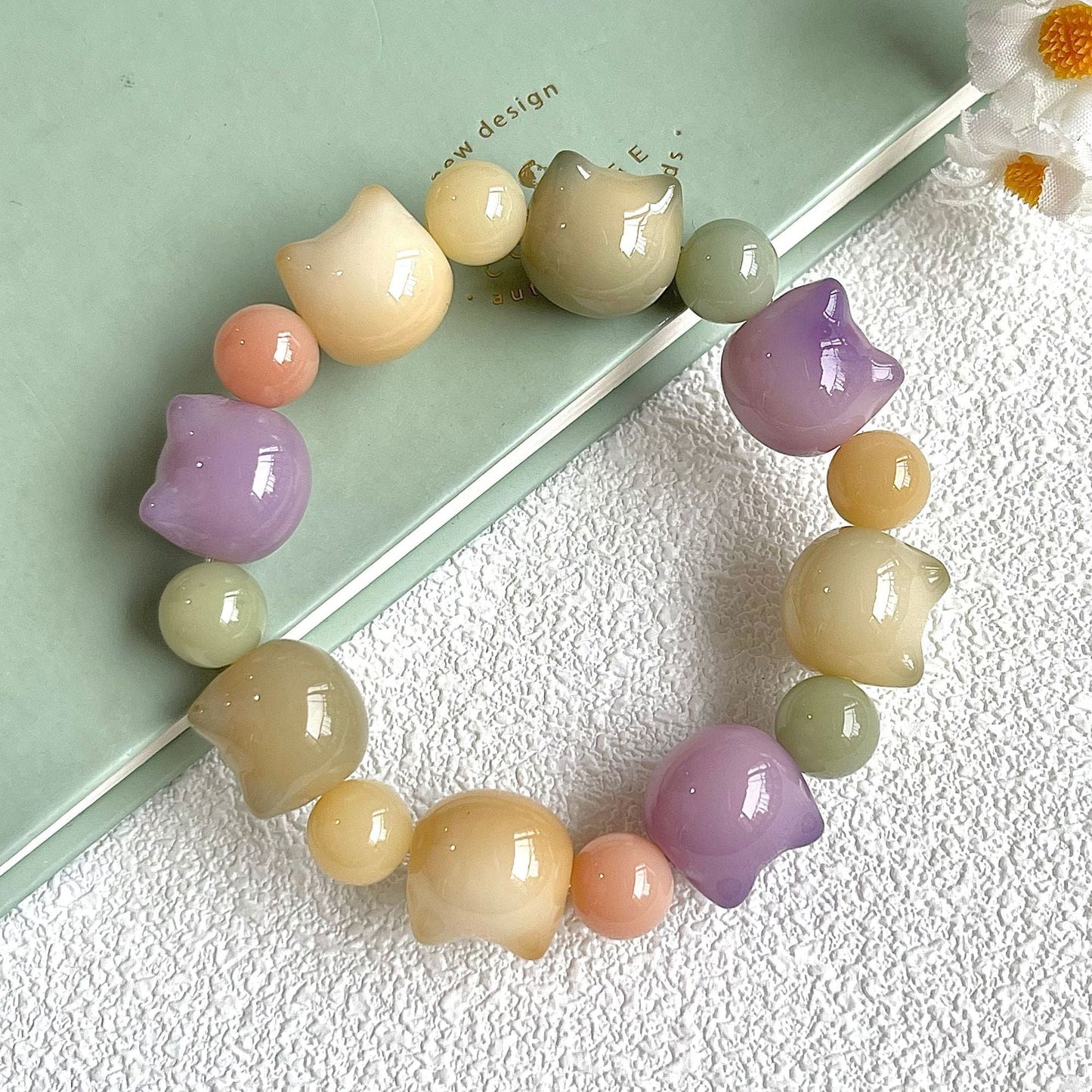 16mm Adorable Cat Head Bodhi Bracelet (Available in Multiple Colors) - Touch Bling