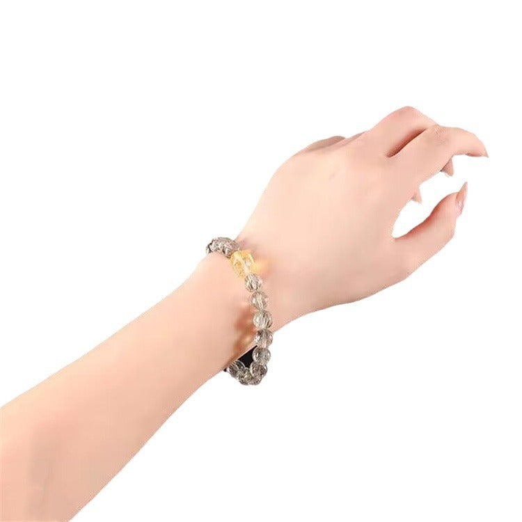 Natural Green Rutilated Quartz Crystal Bracelet with Pixiu - Touch Bling