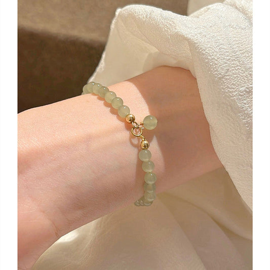 Natural Hetian Jade Bead Bracelet - Touch Bling