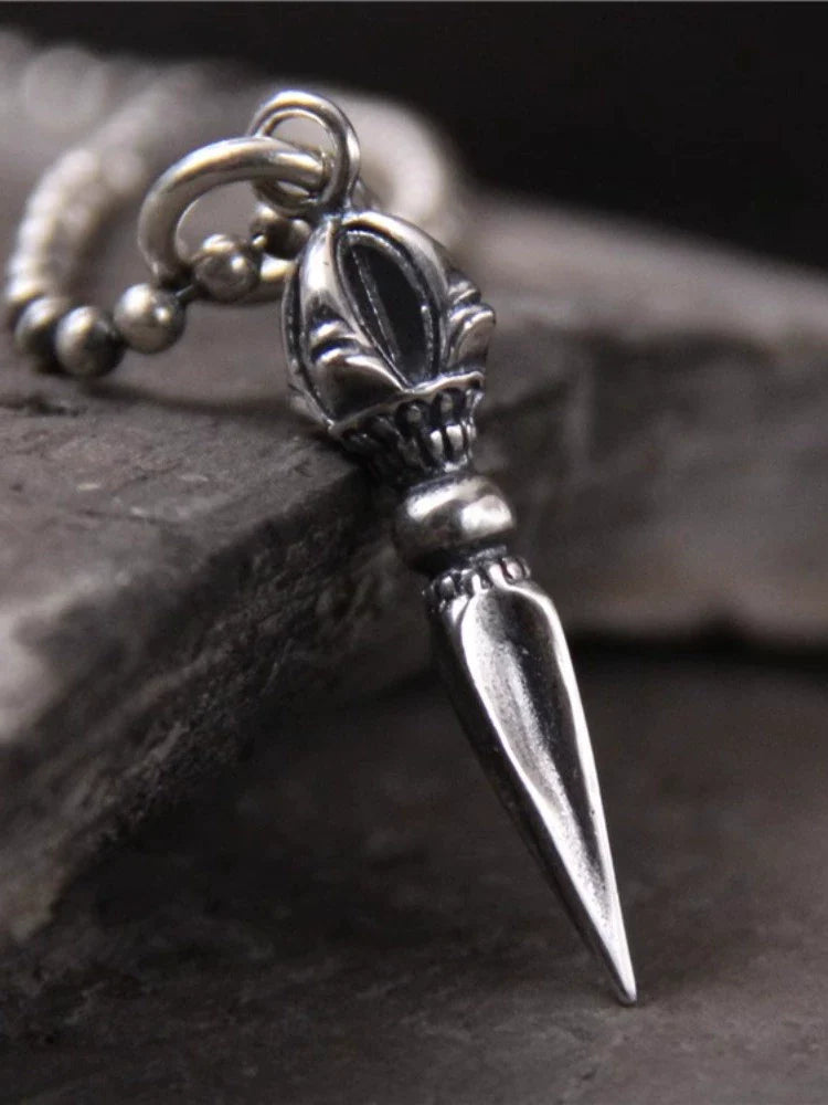Vajra Pestle S925 Sterling Silver Retro Necklace Pendant - Touch Bling