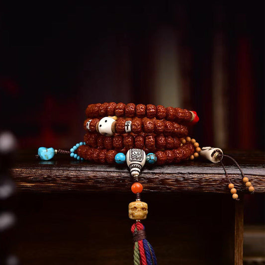 Tibetan-Style Small Vajra Bodhi Seed 108 Mala Beads – Handcrafted Buddhist Prayer Necklace - Touch Bling