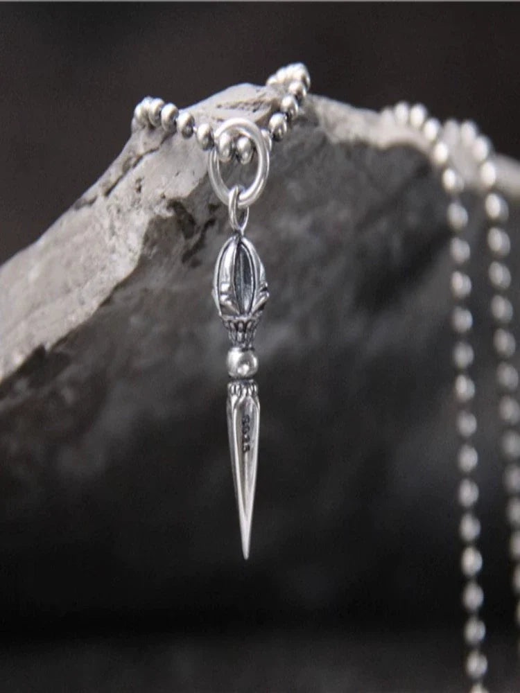 Vajra Pestle S925 Sterling Silver Retro Necklace Pendant - Touch Bling