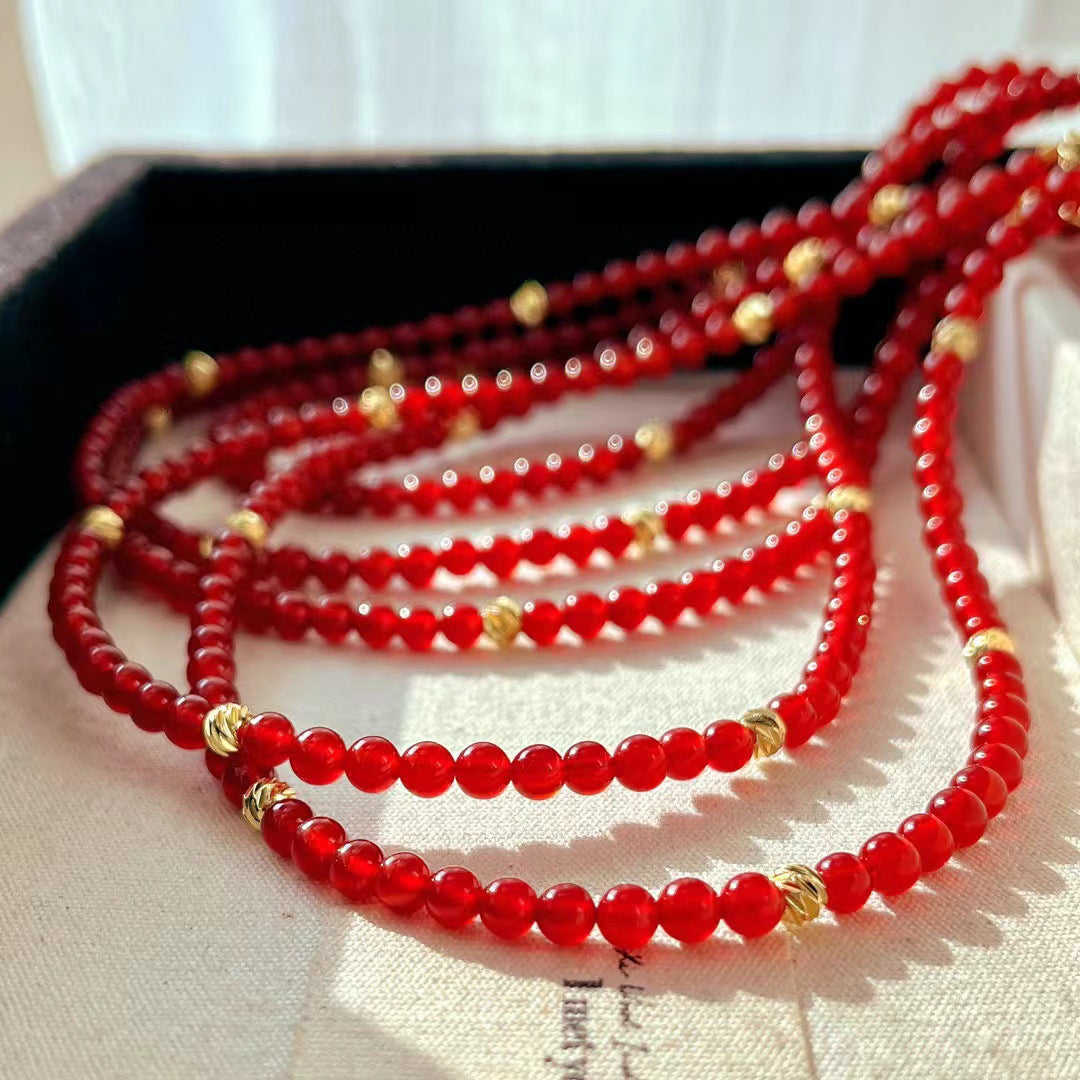 Pigeon Blood Natural Red Chalcedony Necklace Clavicle Chain Necklace - Touch Bling