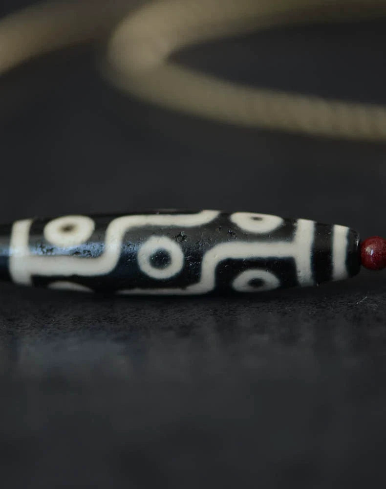 Tibetan Nine-Eyed Dzi Beads Charm Bracelet Pearl Pendant
