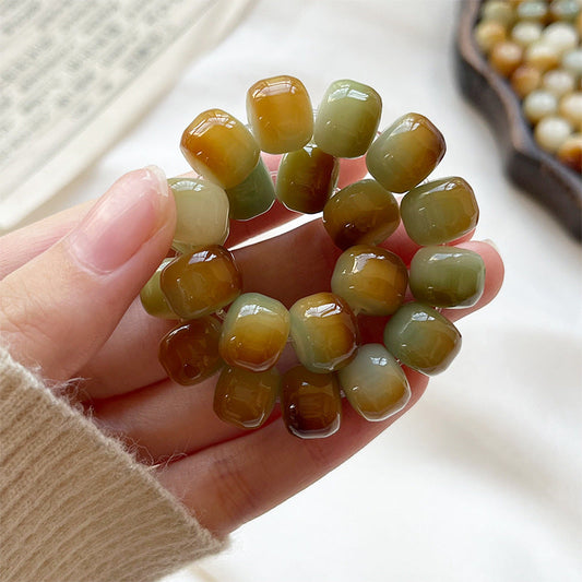 Natural Bodhi Bracelet with Burger-Shaped Beads (Multiple Colors Available) - Touch Bling