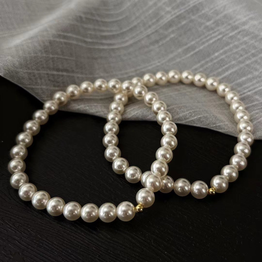 6MM Retro Warm White Artificial Pearl Bracelet Imitation Pearl Bracelet for Women - Touch Bling