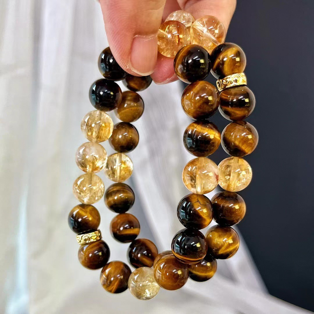 10MM New Maillard Style Natural Citrine Bracelet Natural Tiger's Eye Premium Bracelet - Touch Bling