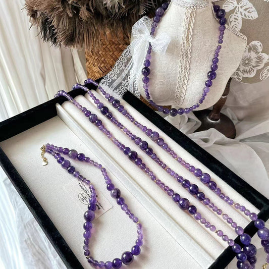 Natural Amethyst Necklace Handmade Clavicle Chain Necklace for Women - Touch Bling