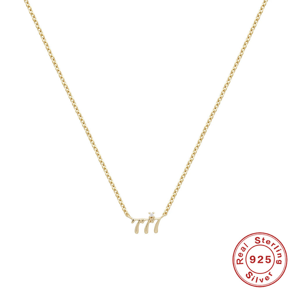 S925 Sterling Silver Angel Number 777 Necklace Zirconia Pendant Dainty Necklace - Touch Bling