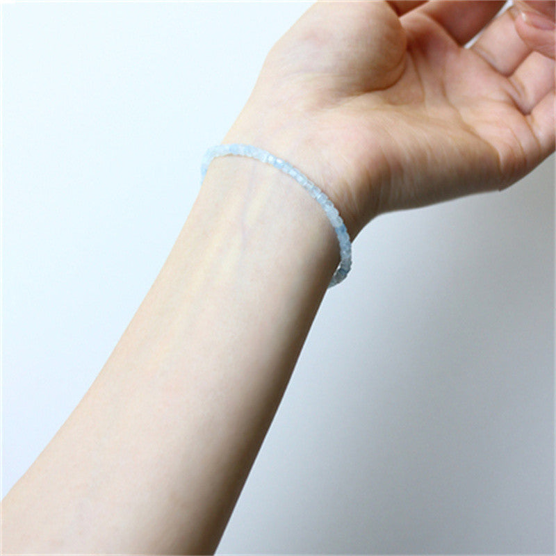 Aquamarine Bracelet Natural Crystal Sugar Cube Beads for Women - Touch Bling
