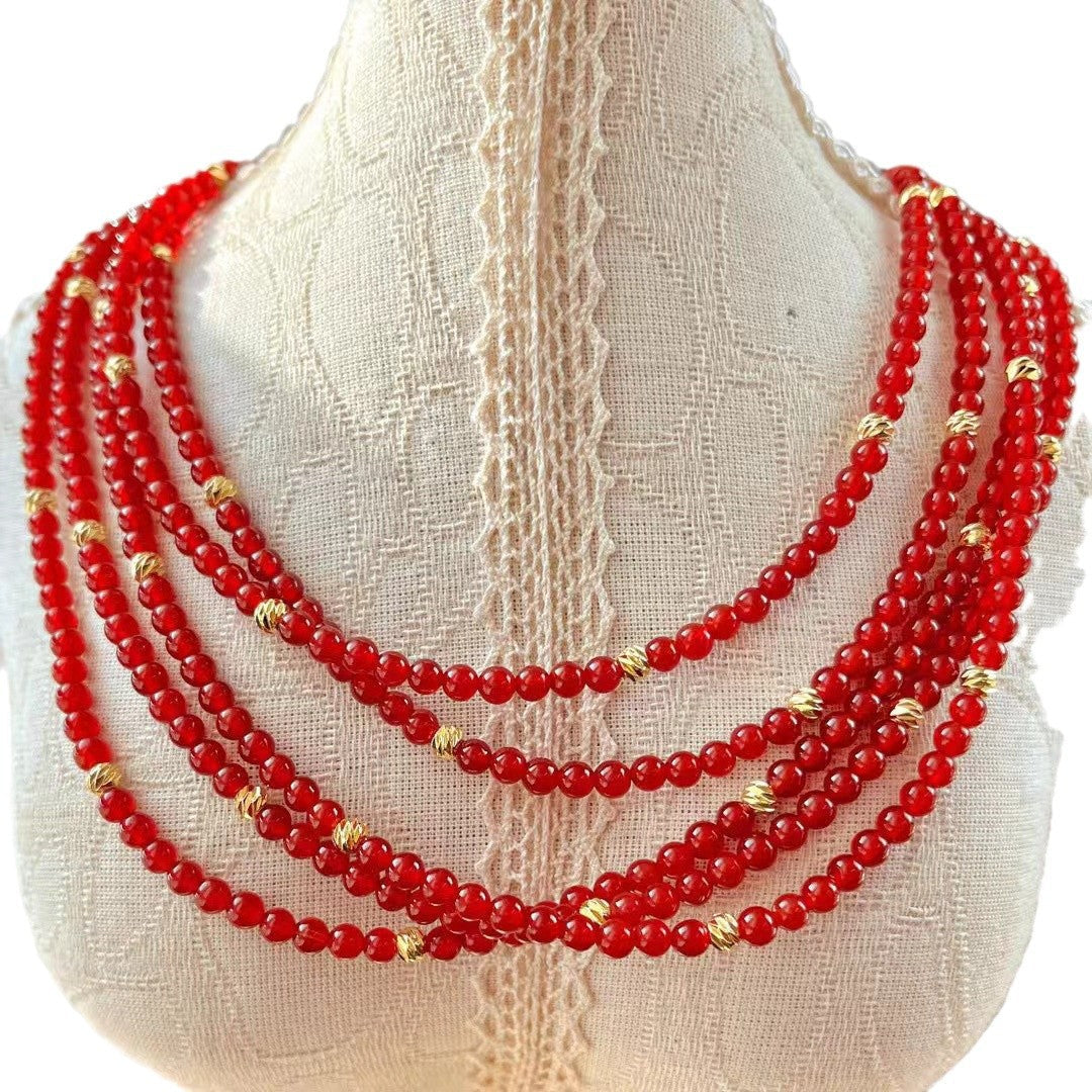 Pigeon Blood Natural Red Chalcedony Necklace Clavicle Chain Necklace - Touch Bling