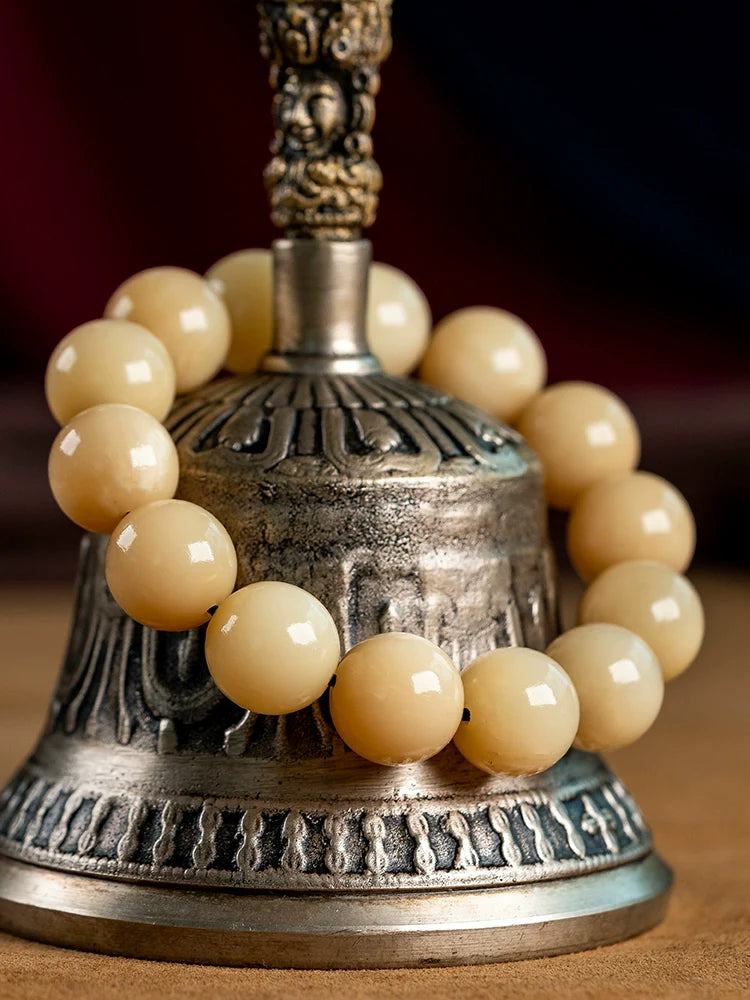 Pulsera de cuentas de Buda de hueso de camello antiguo natural de 15-16 mm