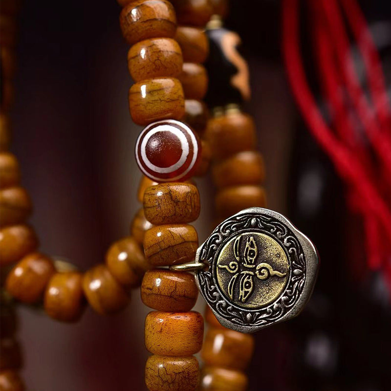 Tibetan Camel Bone 108 Mala Beads – Handcrafted Prayer Necklace - Touch Bling