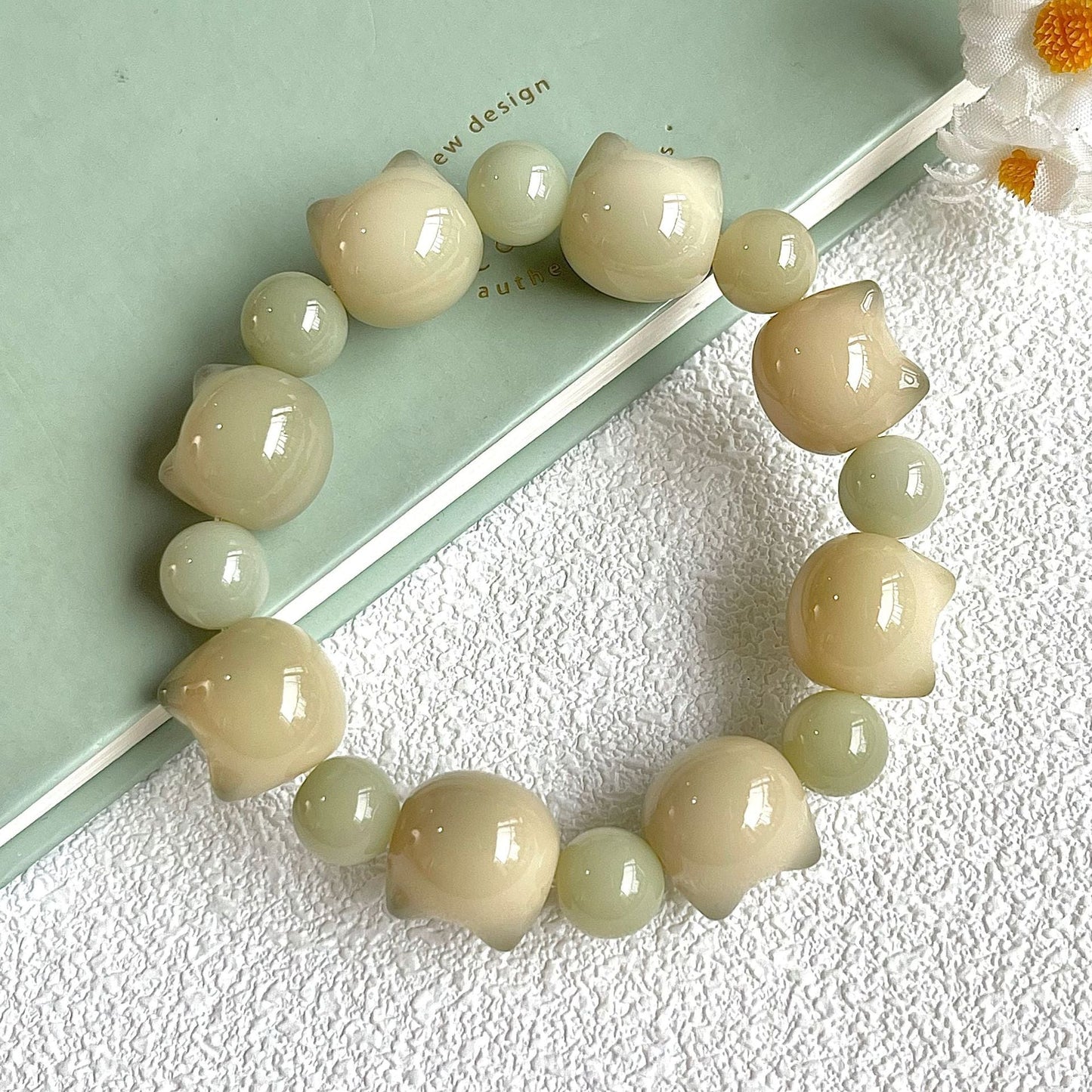 16mm Adorable Cat Head Bodhi Bracelet (Available in Multiple Colors) - Touch Bling