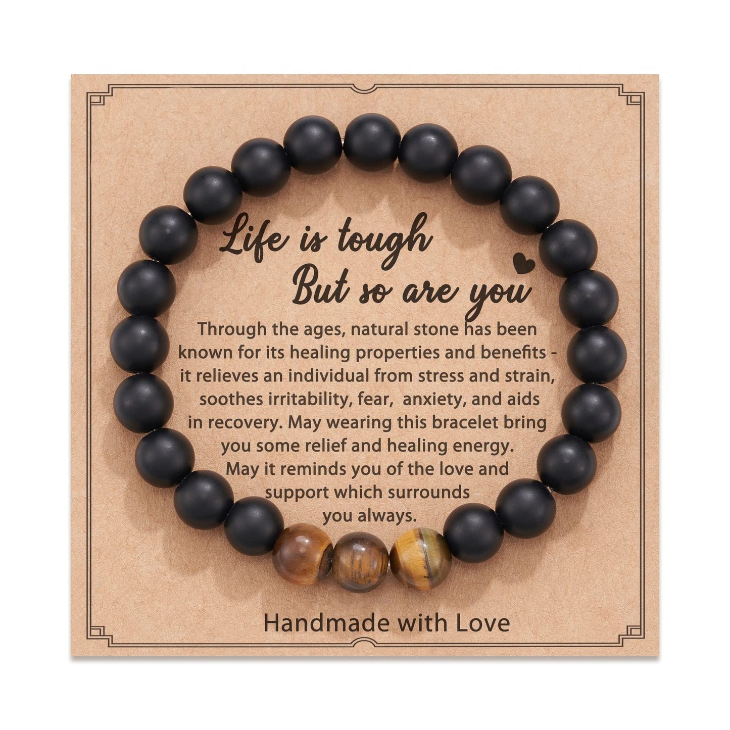 Flame Stone Energy Bracelet Single Circle Round Bead Bracelet - Touch Bling