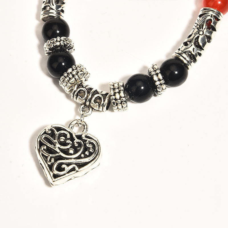 Healing Chakra Bracelet for Meditation Matte Agate Charm Heart Gemstone Health Bracelet - Touch Bling