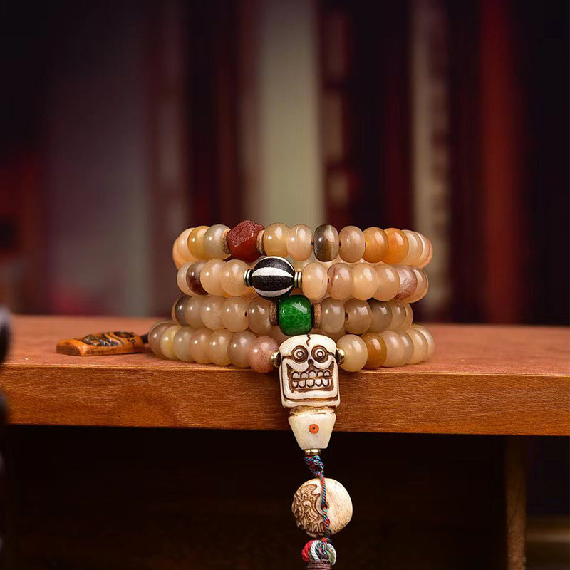 Tibetan Sheep Horn 108 Mala Beads – Traditional Tibetan Buddhist Prayer Necklace - Touch Bling